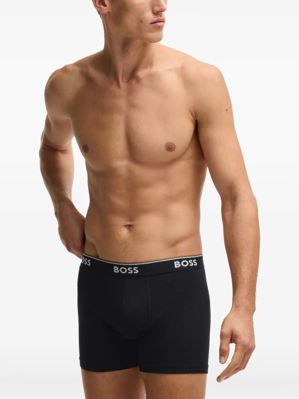 BOSS Drie boxershorts met logoband Zwart