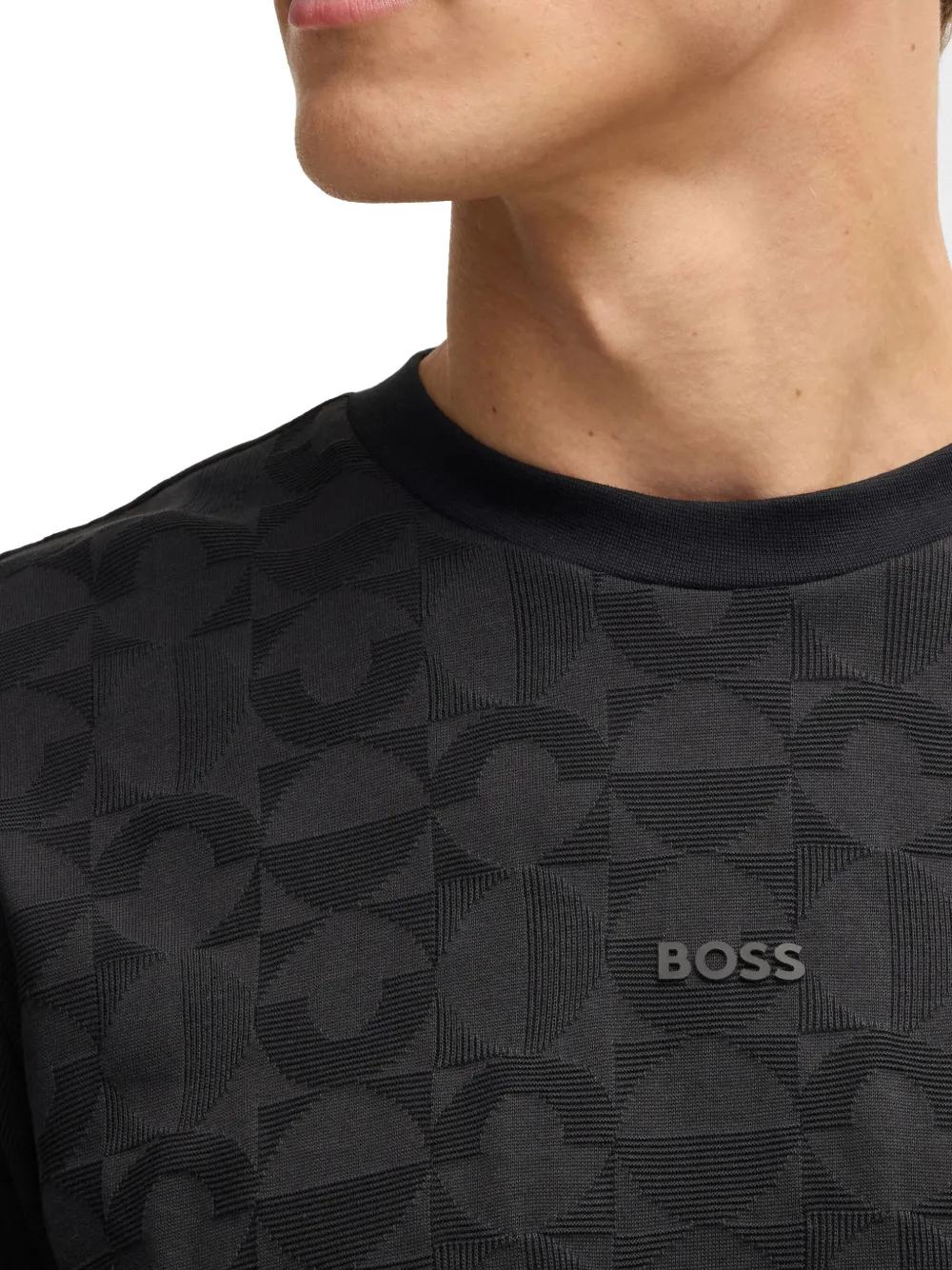 BOSS T-shirt met geometrisch jacquard Zwart