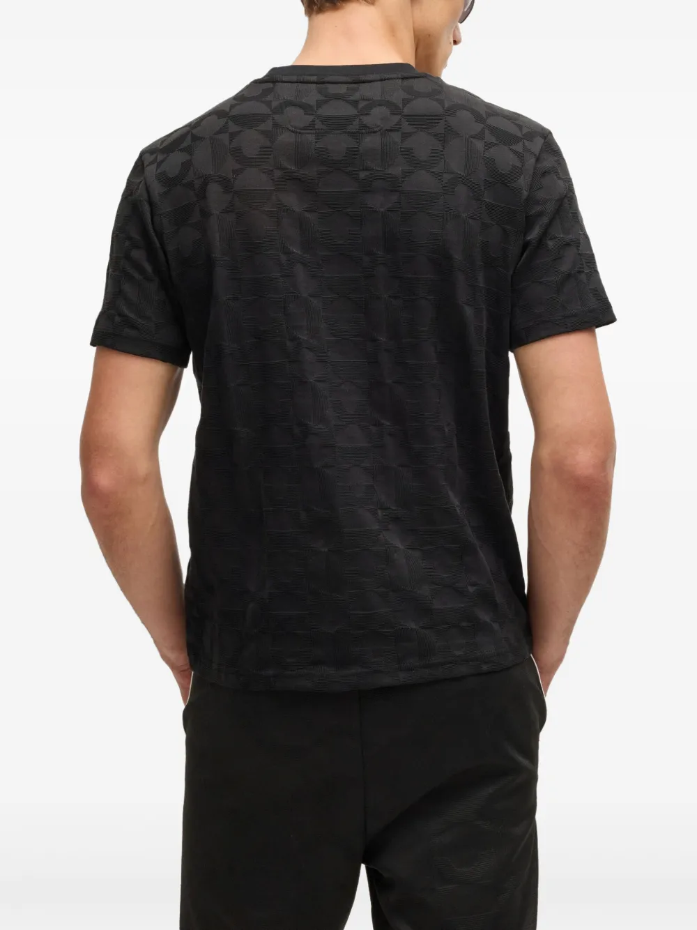 BOSS T-shirt met geometrisch jacquard Zwart