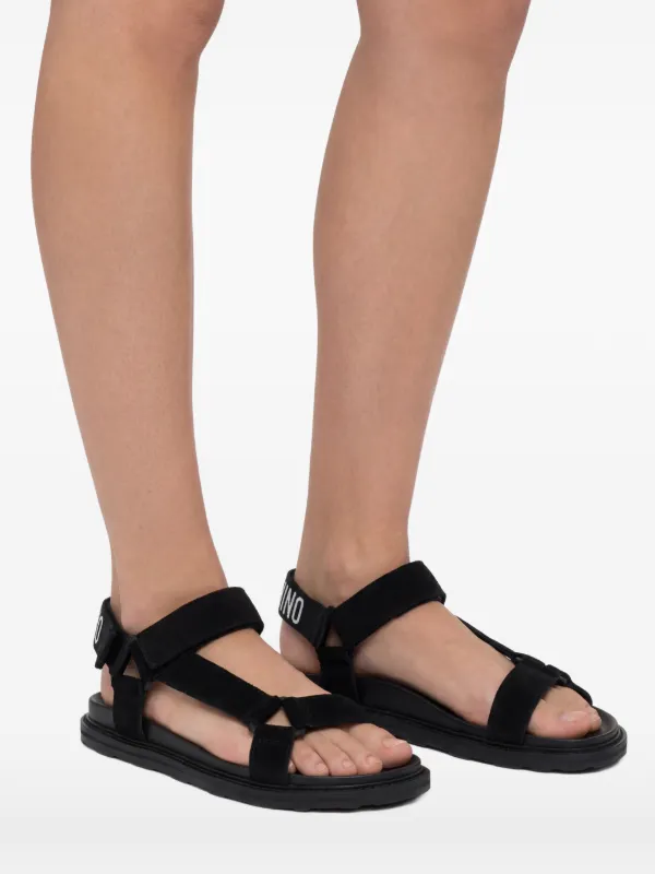 Moschino logo-jacquard Sandals | Black | FARFETCH JO