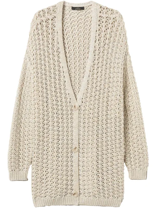 Cardigan long en maille ajourée - TWINSET - Modalova