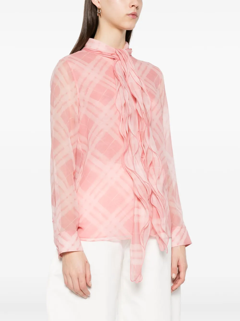 Burberry Geruite blouse Roze