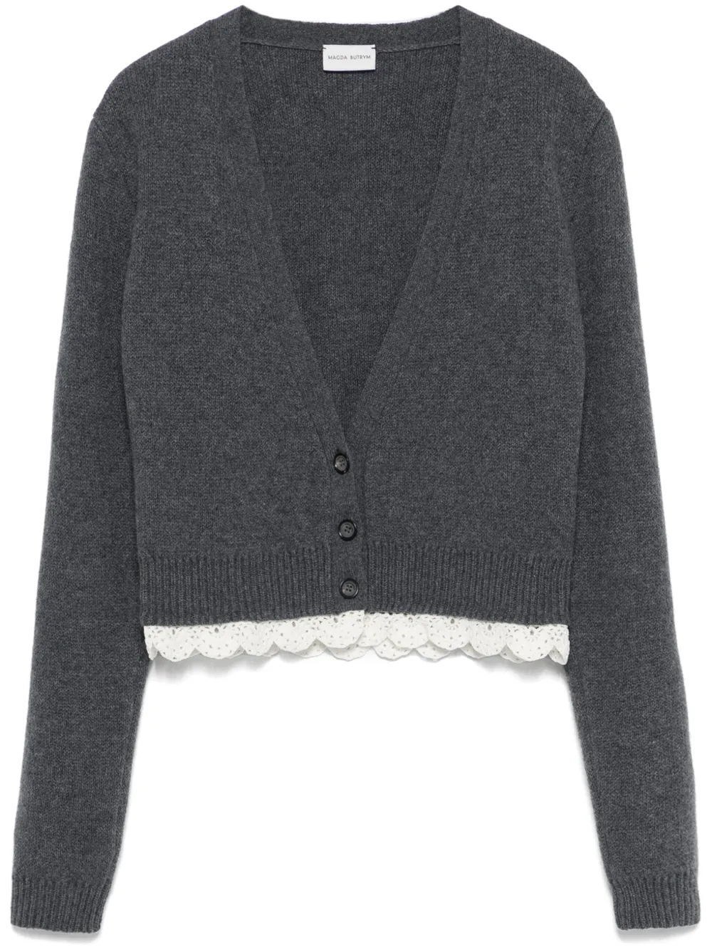 lace-trim cashmere cardigan