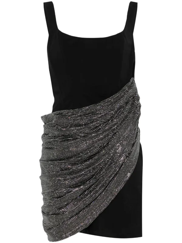 Giuseppe Di Morabito Black Crystal Draped Mini Dress - 42