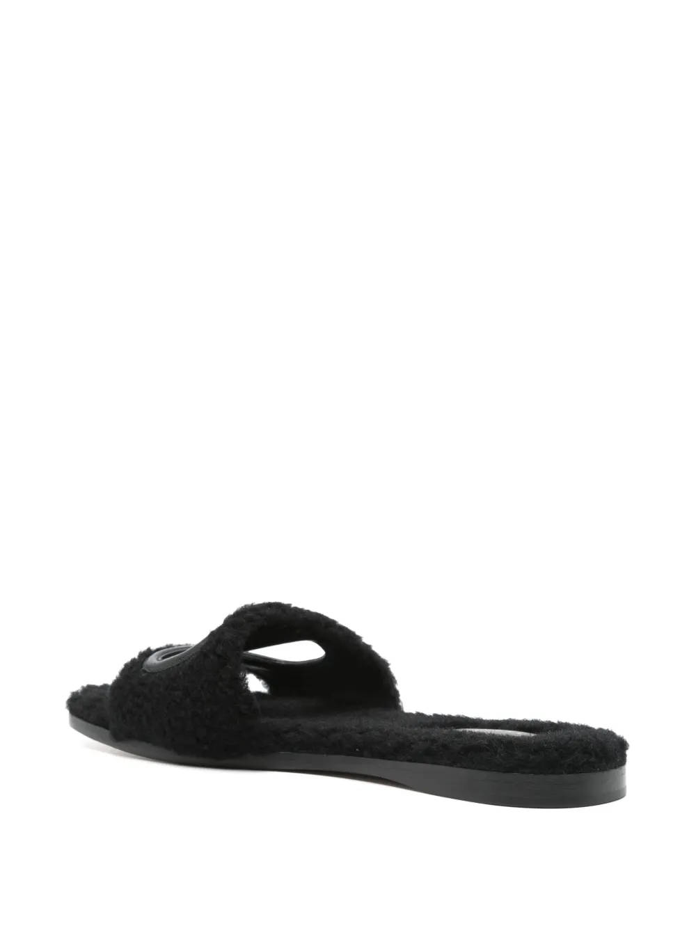 Valentino Garavani VLogo cut-out faux-shearling slides Black