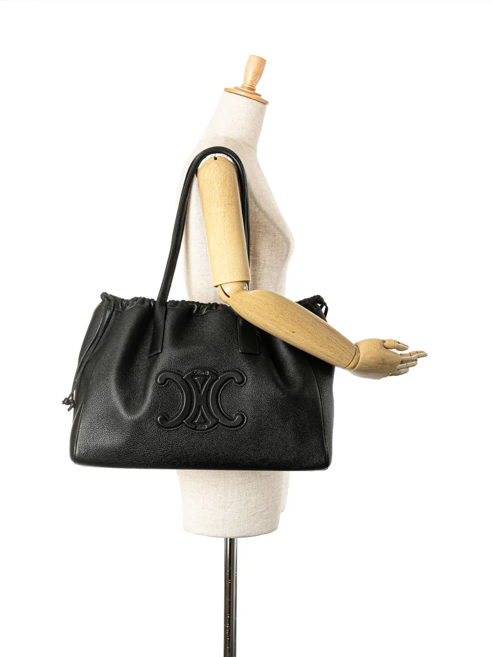 Céline Pre-Owned 2023 Triomphe Calfskin Cuir Cabas Drawstring tote bag - Zwart