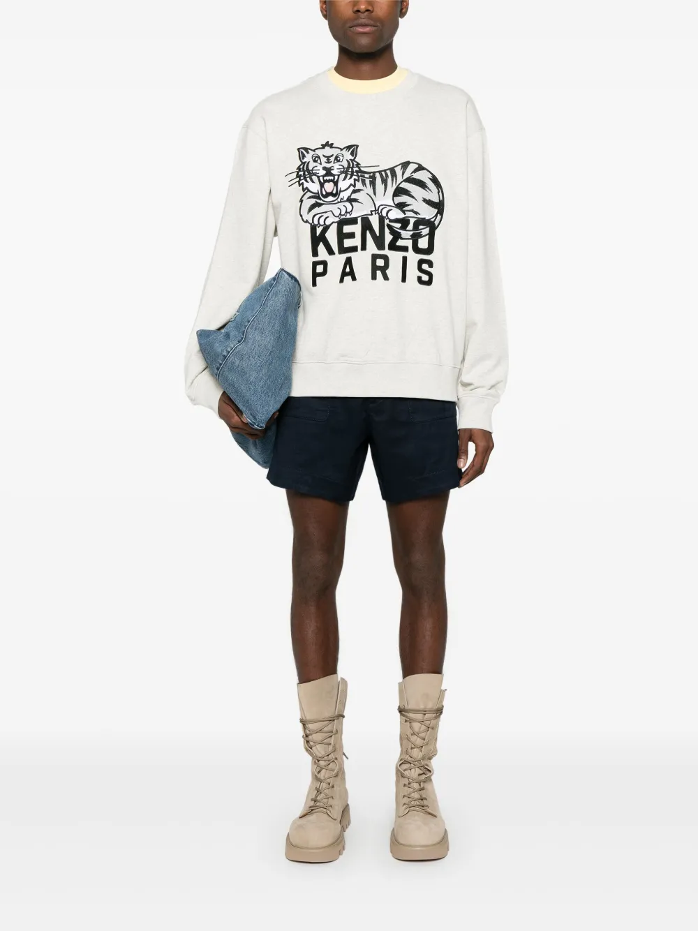 Kenzo Happy Tiger sweater met borduurwerk - Grijs