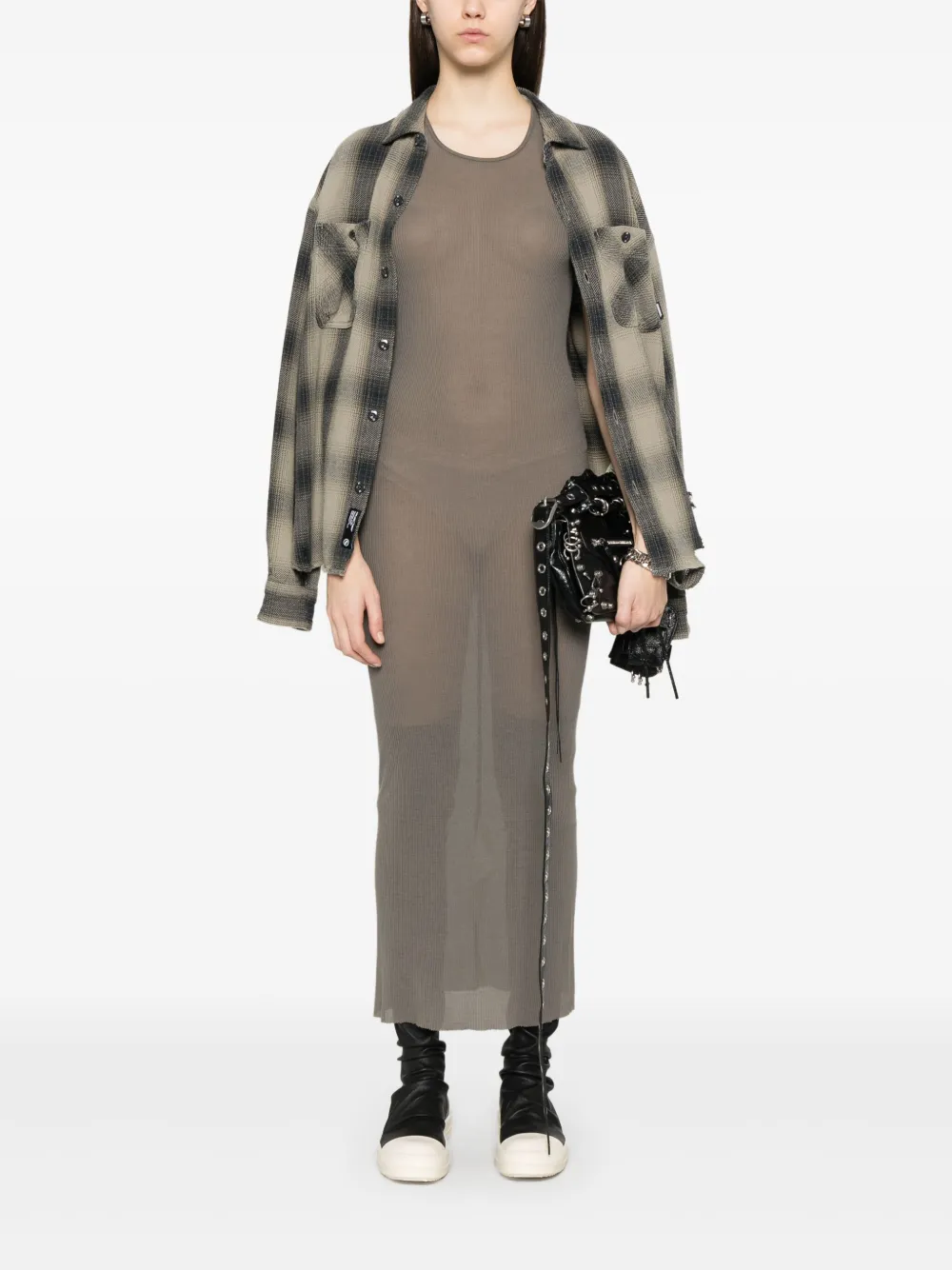 Rick Owens Geribbelde jurk - Bruin