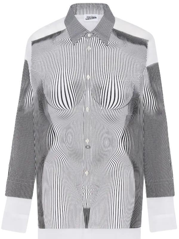 Jean Paul Gaultier Camisa The Petit Grand Pinstripe Body Morphing