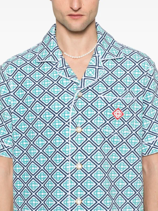 Casablanca Monogram Towelling Shirt | Blue | FARFETCH JO
