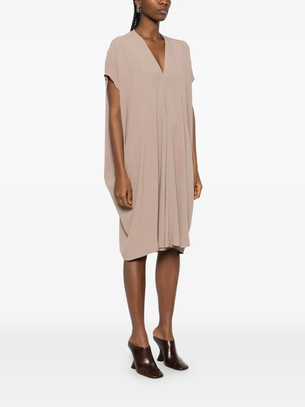 Rick Owens Tommykite midi-jurk met V-hals Bruin