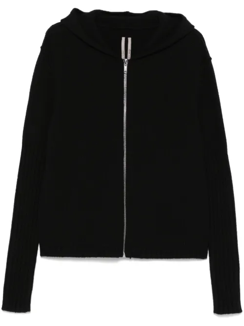 Pull zippé en maille nervurée et capuche - Rick Owens - Modalova