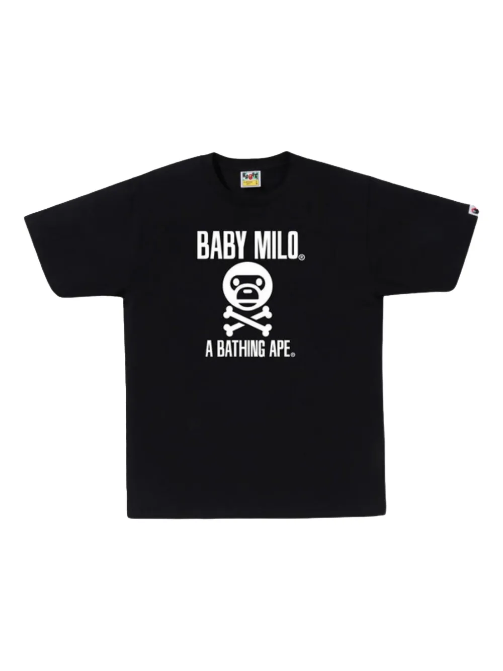 A BATHING APE Baby Milo Crossbone T-shirt Zwart