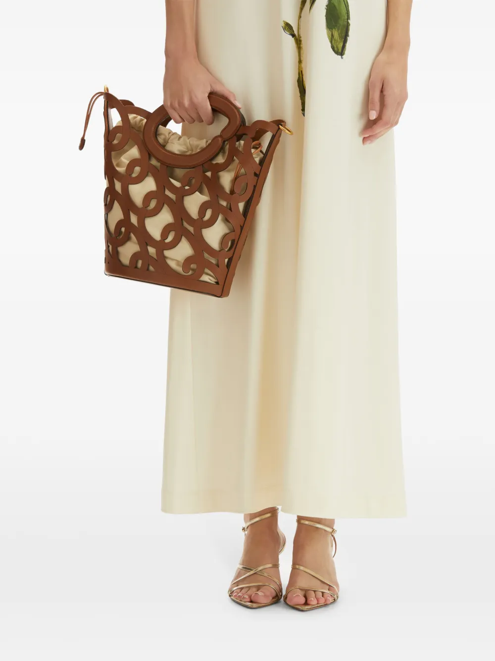  Oscar De La Renta Leather Bucket Bag - Brown 