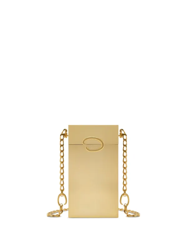 Oscar de la Renta Logo-plaque Clutch Bag in Gold