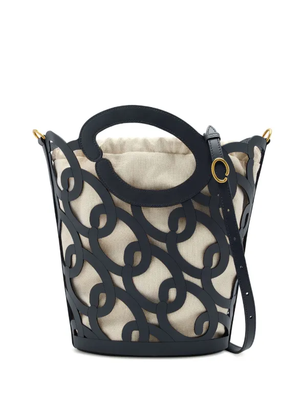 Oscar de la Renta Leather Bucket Bag in Blue