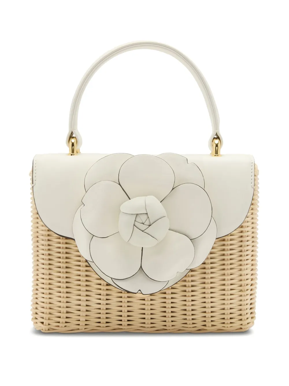 Oscar de la Renta Shopper met bloemapplicatie Wit