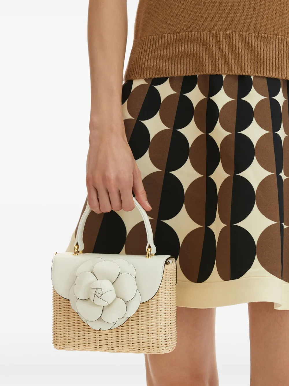 Oscar de la Renta Shopper met bloemapplicatie - Wit