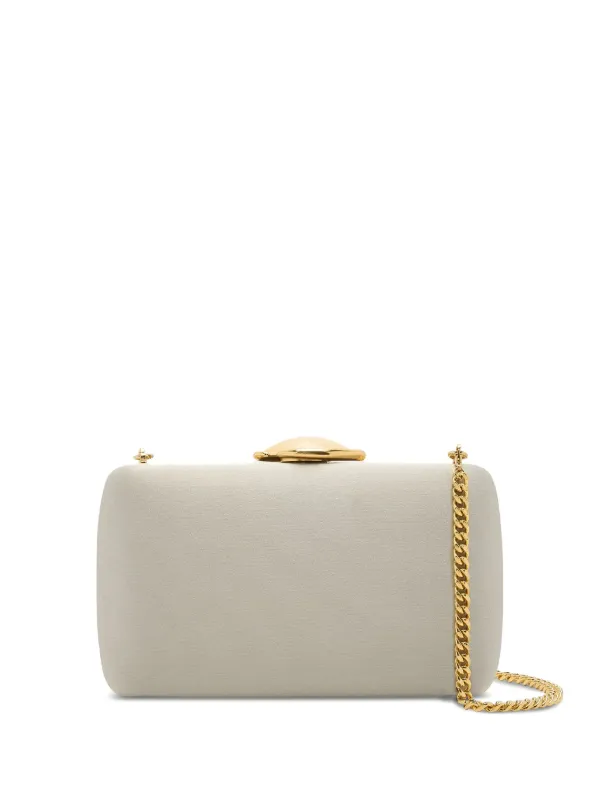 Oscar de la Renta Leather Clutch Bag in Neutrals