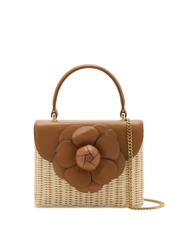Oscar de la Renta Flower-appliqué Tote Bag in Neutrals