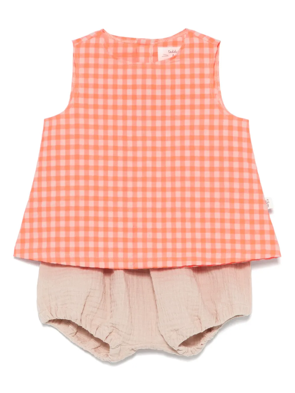 TEDDY & MINOU CHECKERBOARD-PRINT SHORTS SET