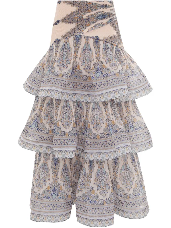 ZIMMERMANN ギャザーマキシスカート【関税なし】 ZIMMERMANN ティアード マキシスカート | ニュートラル