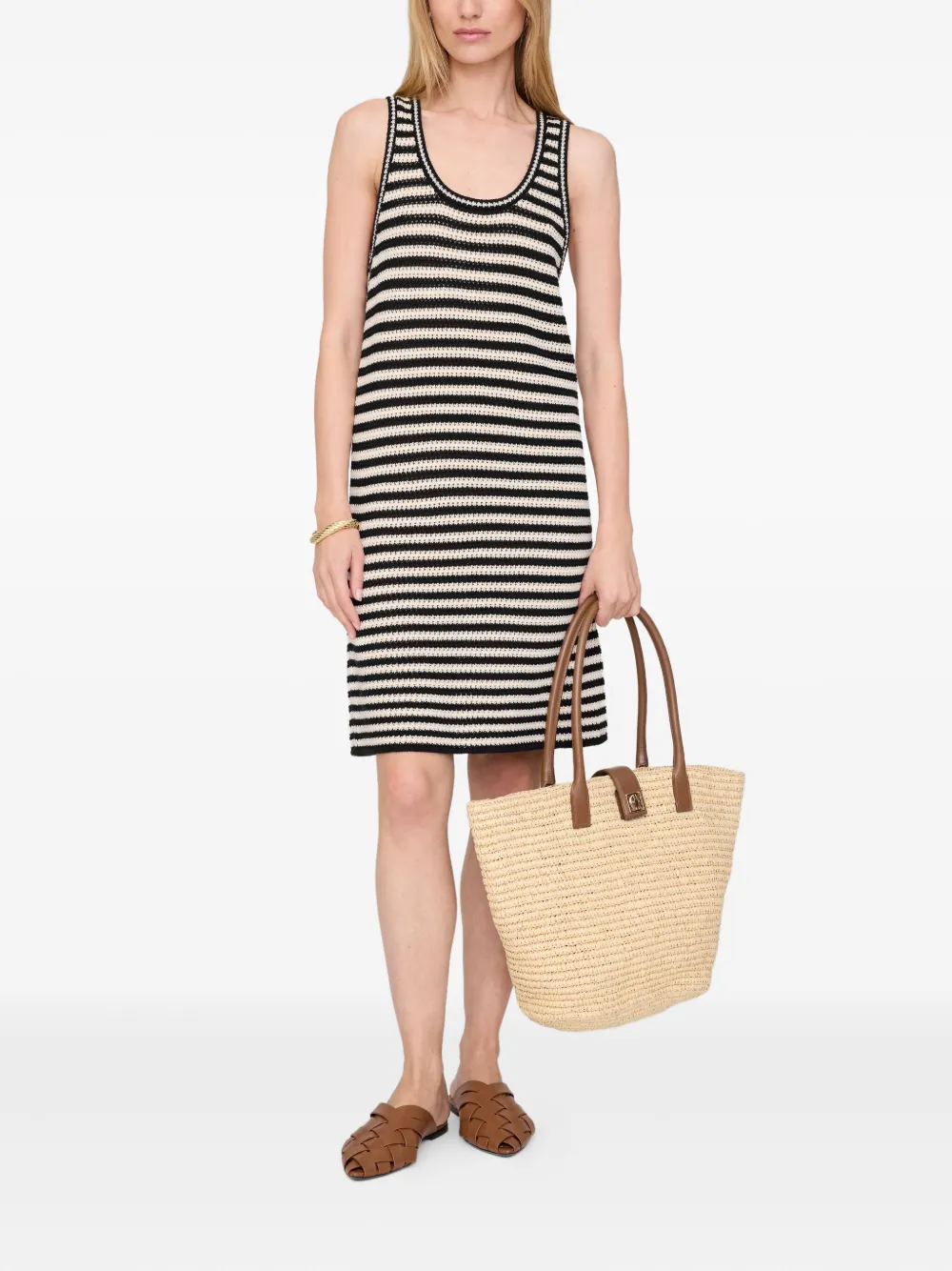 ANINE BING open-knit mini dress - Beige