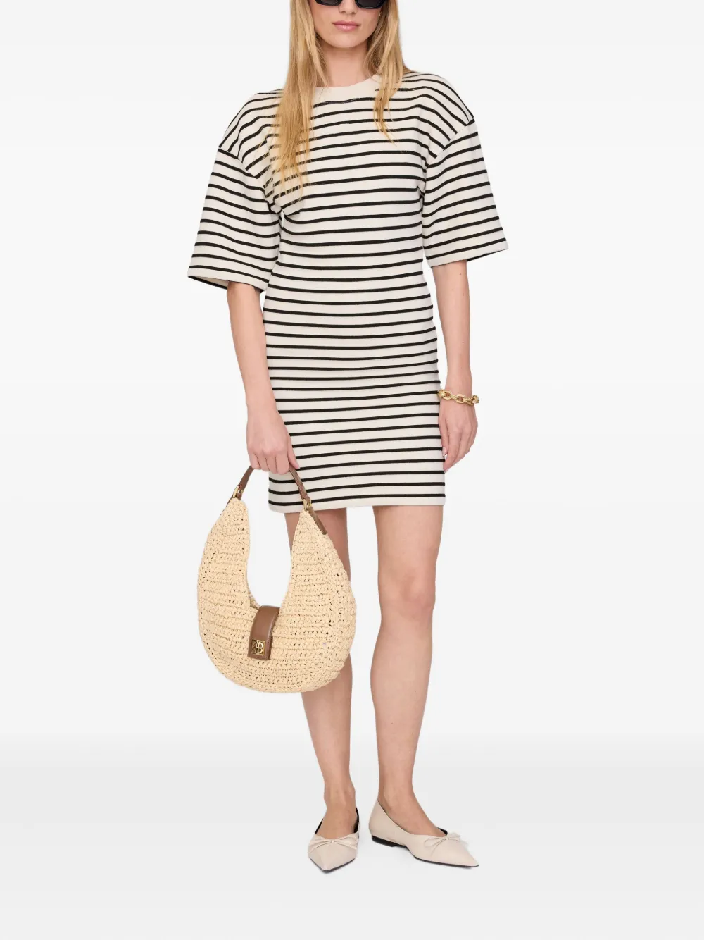ANINE BING striped mini dress - Beige