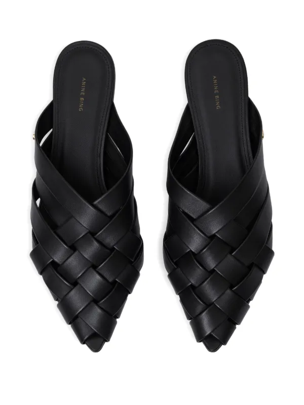 【関税込み】Eve Mules  Black Sandals - ANINE BING - Leather ANINE BING Eve Mules | Black | FARFETCH