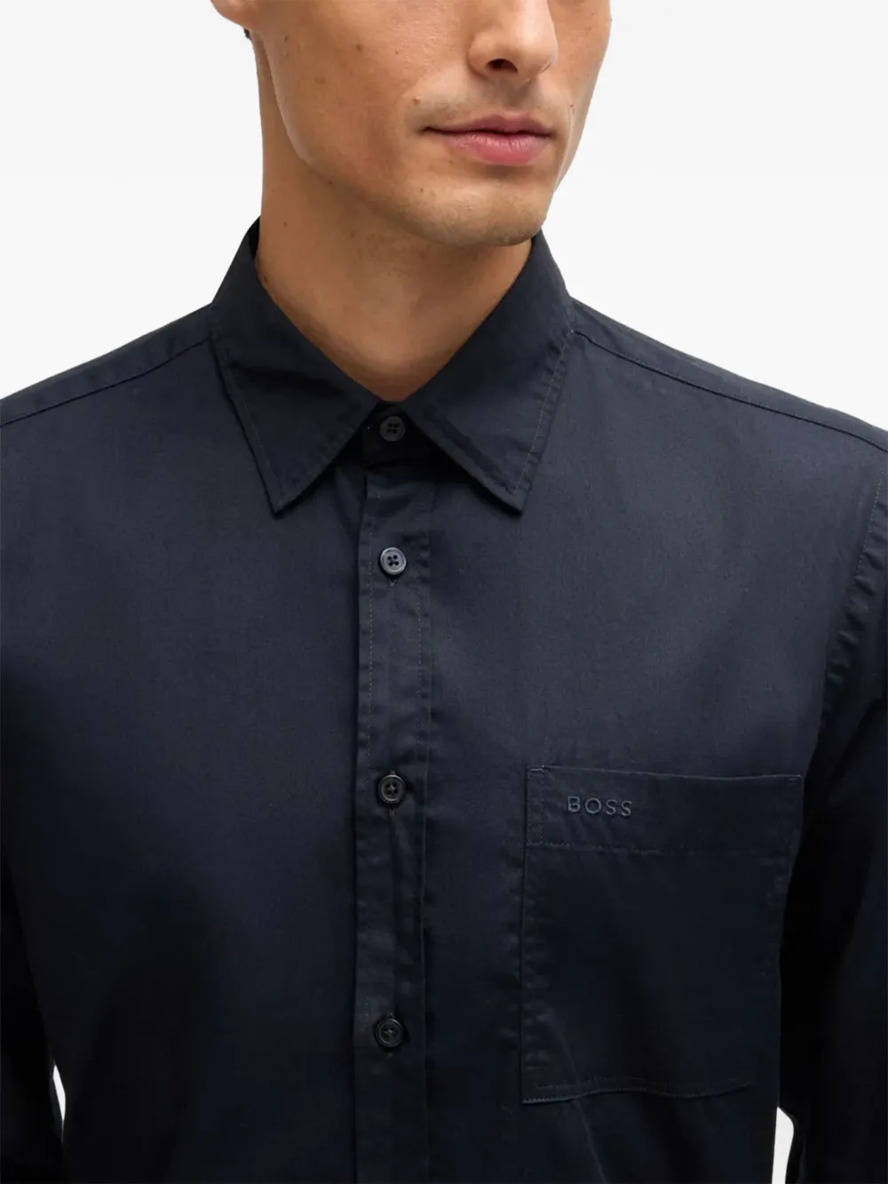 BOSS Katoenen overhemd Blauw