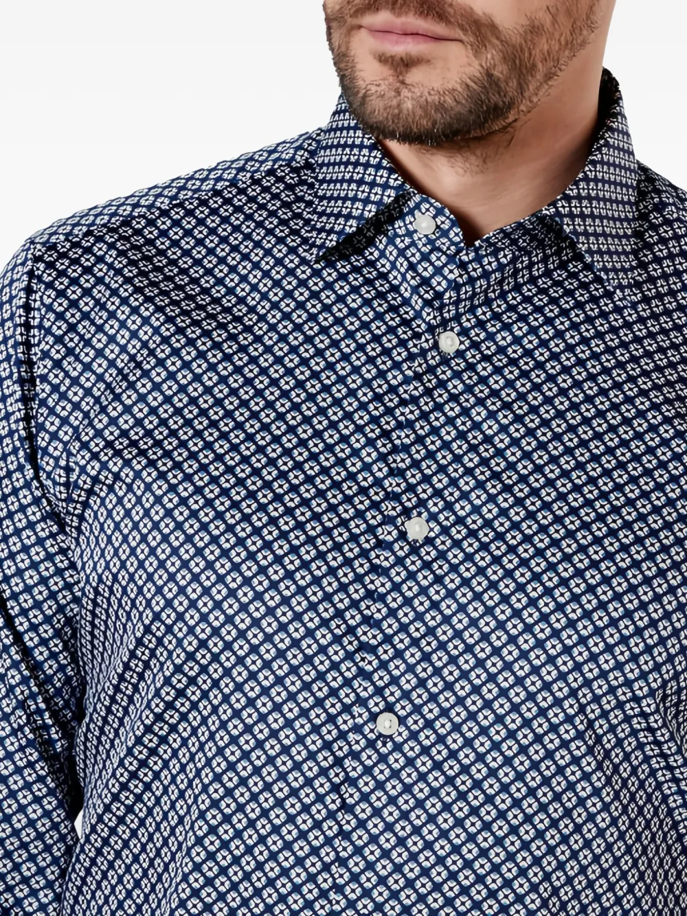 HUGO Overhemd met geometrische print Blauw