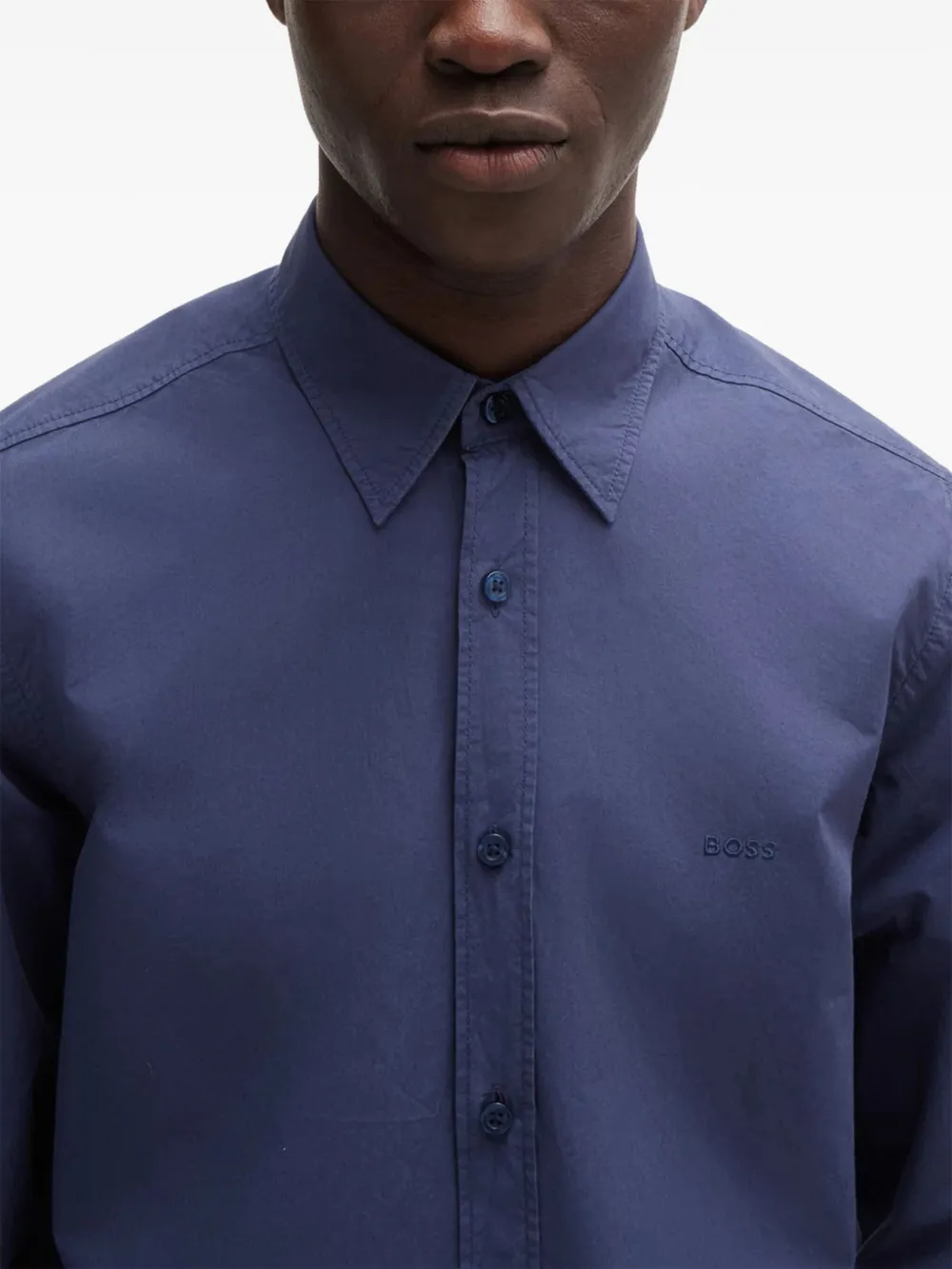 BOSS Katoenen overhemd Blauw