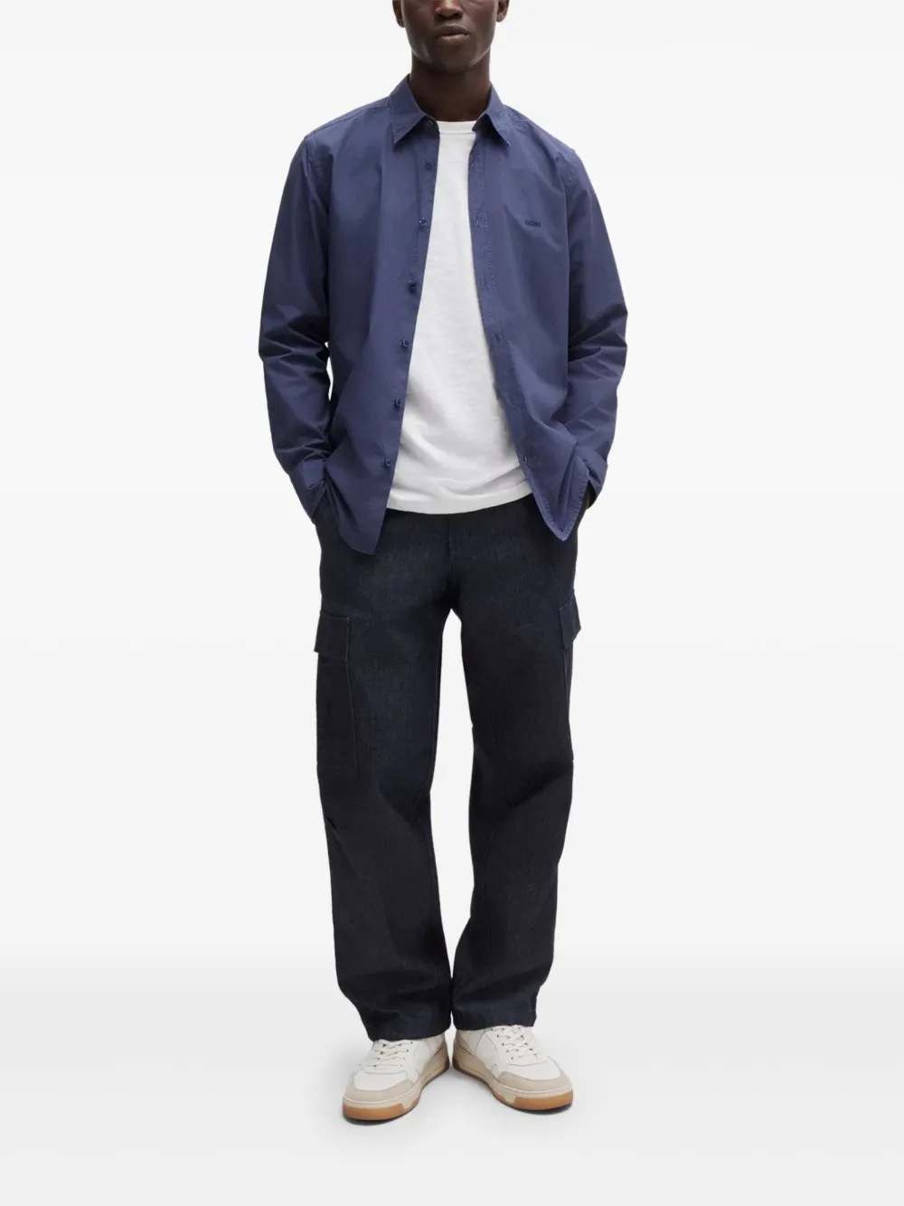 BOSS Katoenen overhemd - Blauw