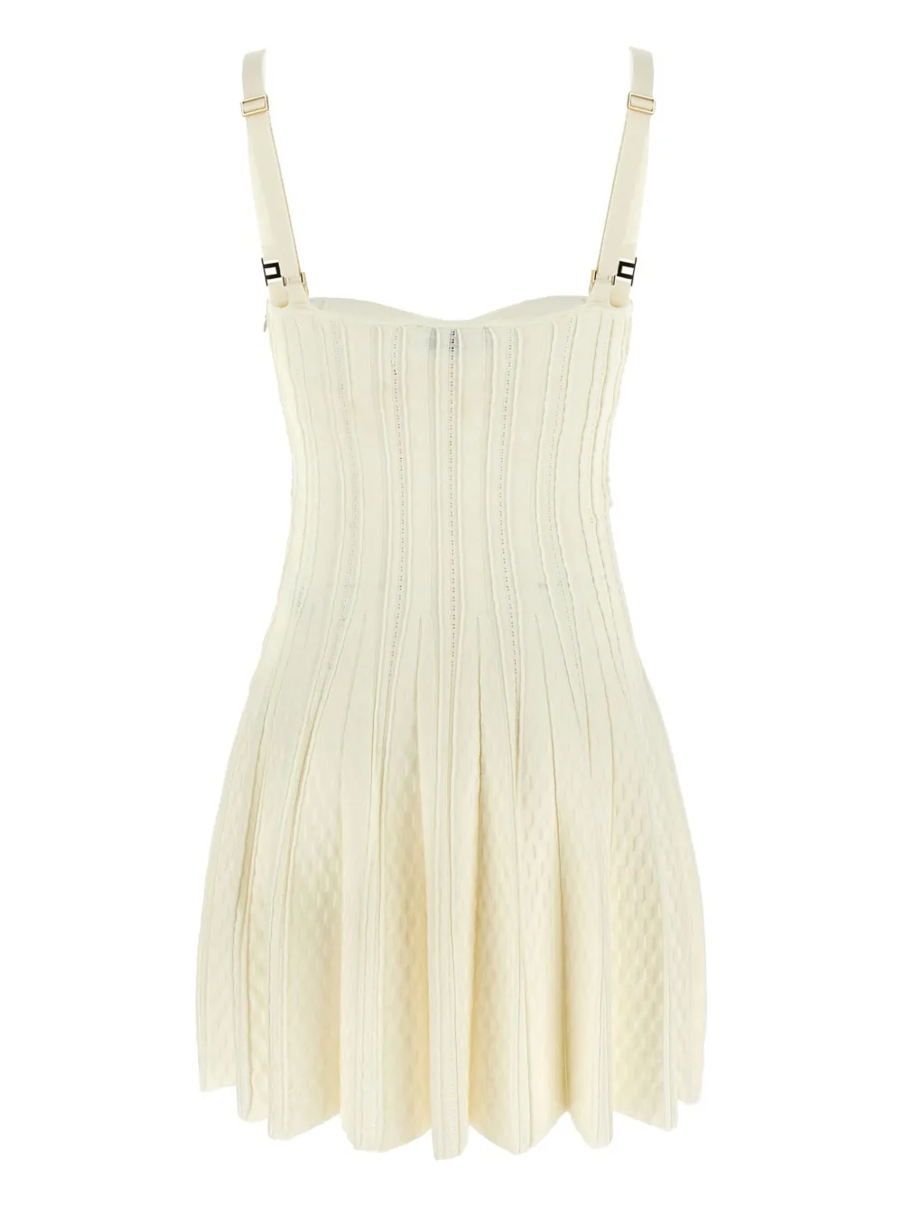 Elisabetta Franchi pleated knitted mini dress - Wit