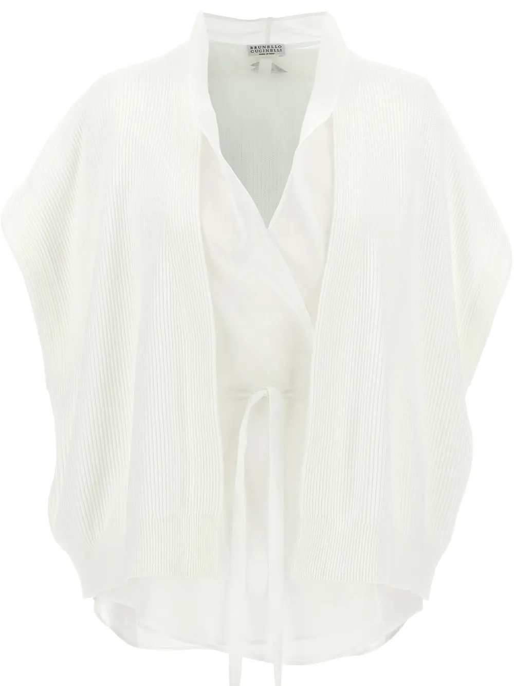 Brunello Cucinelli Layered Wrap Blouse In White