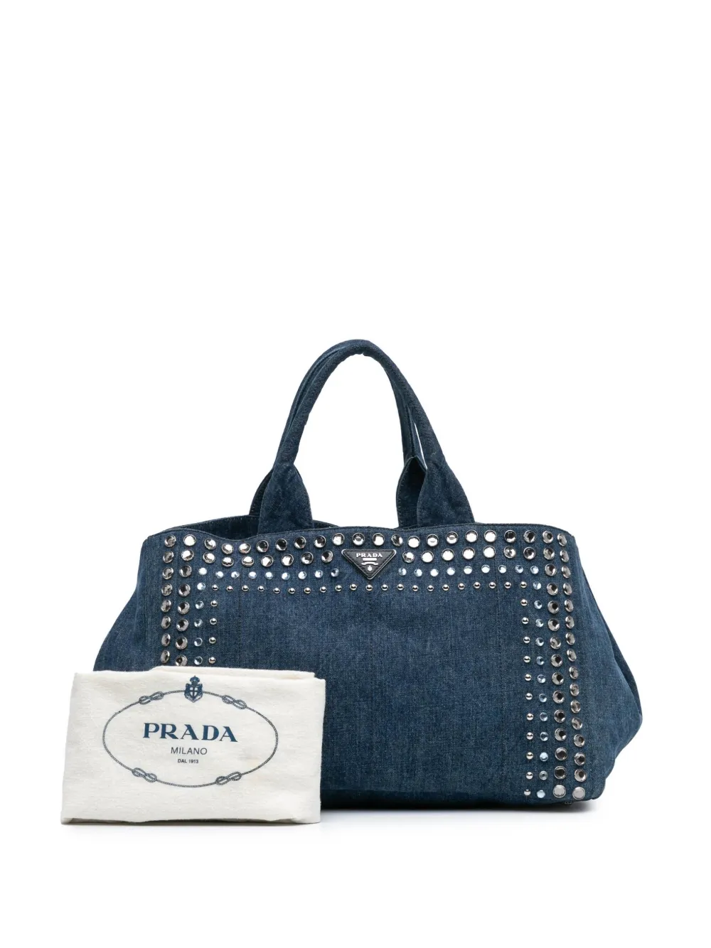 Prada Pre-Owned 2000-2024 Large Denim Canapa Bijoux satchel - Blauw