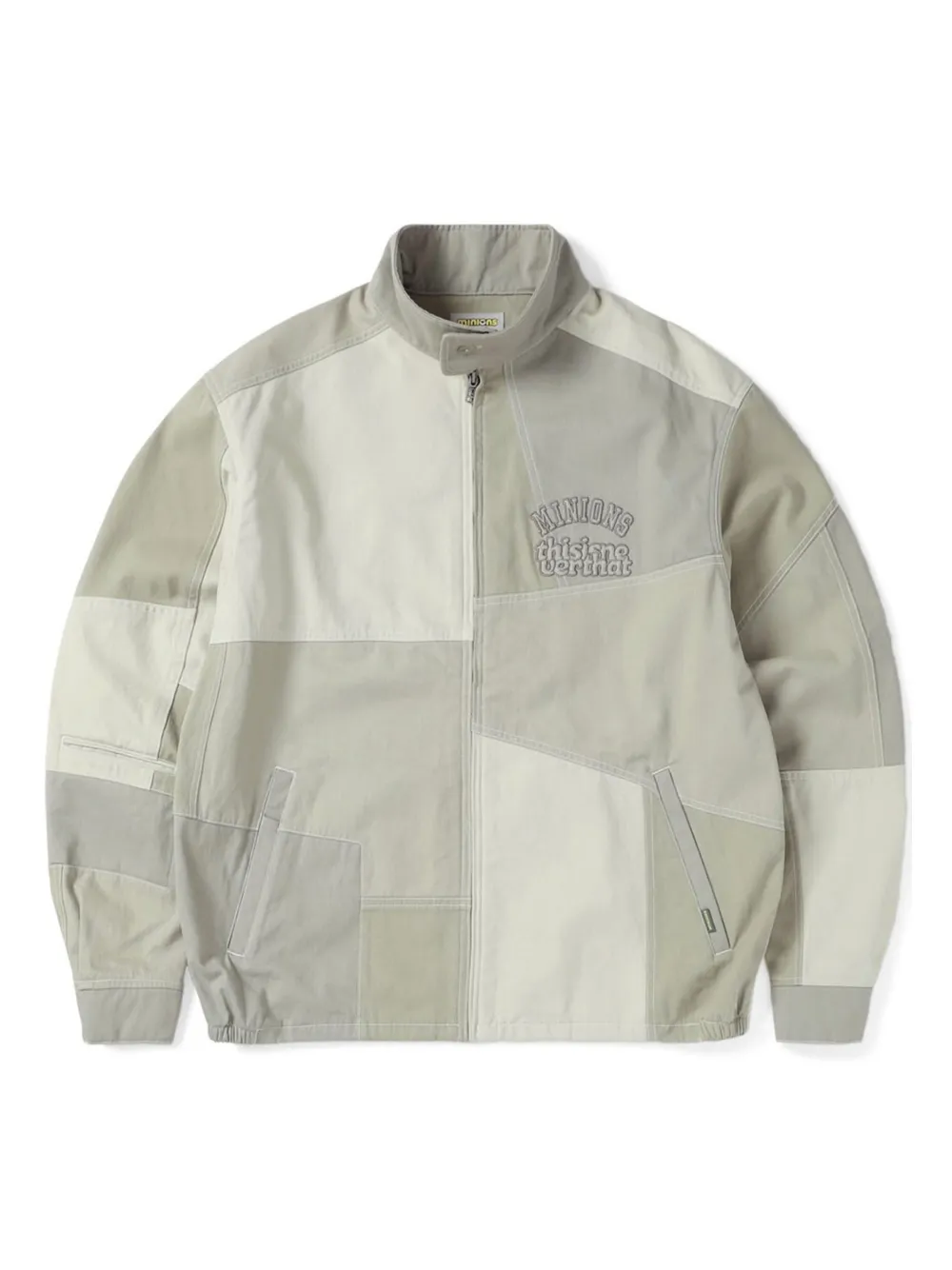 This Is Never That x Minions Crazy Harrington patchwork jacket Beige