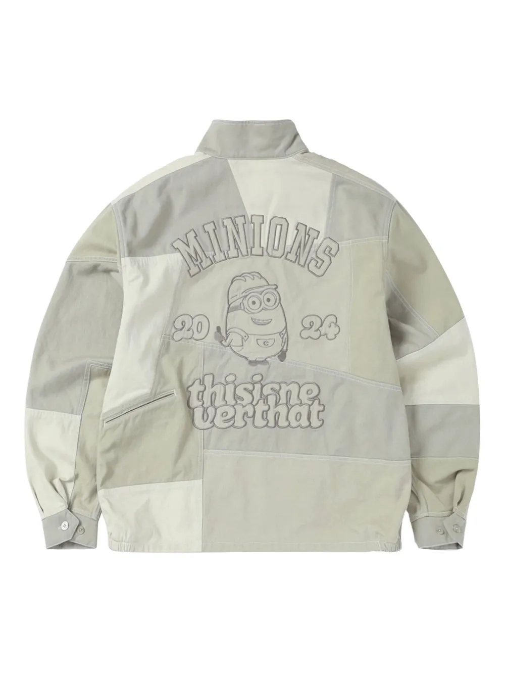 This Is Never That x Minions Crazy Harrington patchwork jacket Beige
