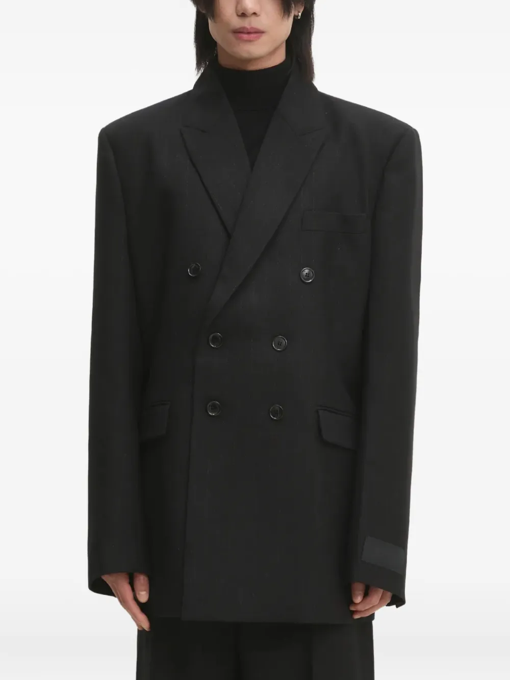 VETEMENTS pinstriped double-breasted blazer Zwart