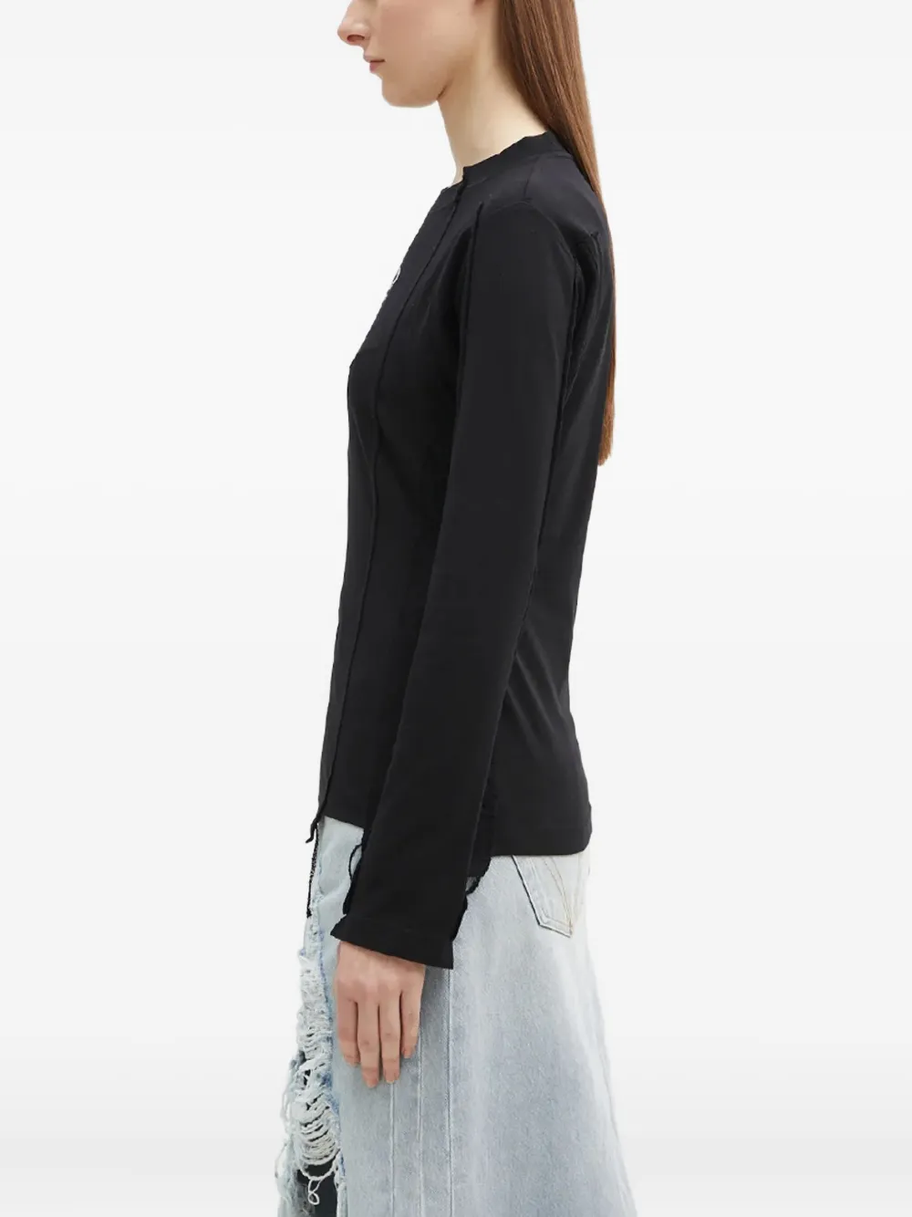 VETEMENTS exposed-seam T-shirt Zwart