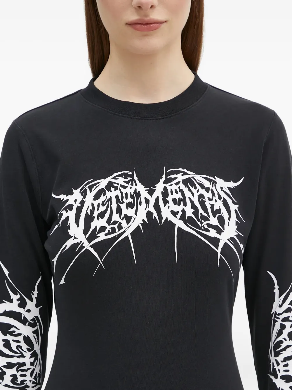 VETEMENTS logo-print long-sleeve mini dress Zwart
