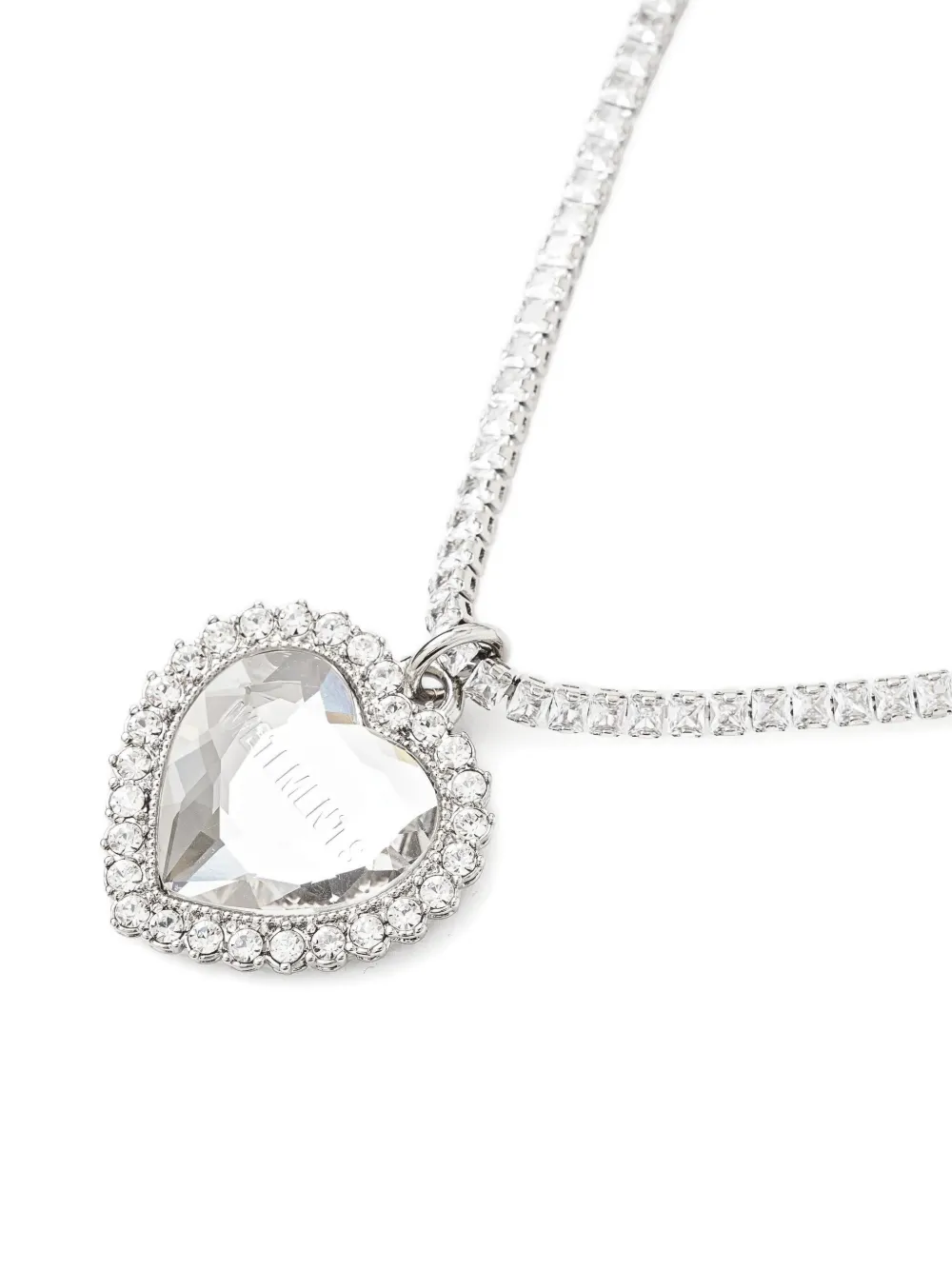 Vetements Crystal-embellished Heart-pendant Necklace In Metallic