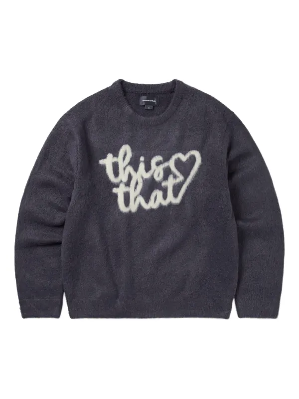 This Is Never That heart-logo Knit Sweater | Blue | FARFETCH