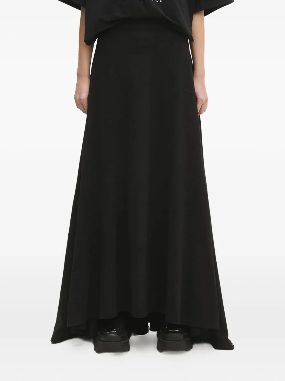 VETEMENTS logo-embroidered flared skirt Zwart