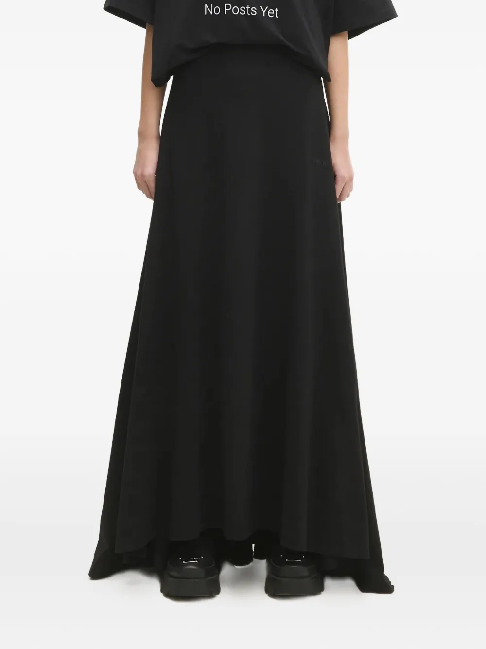 VETEMENTS logo-embroidered flared skirt Zwart