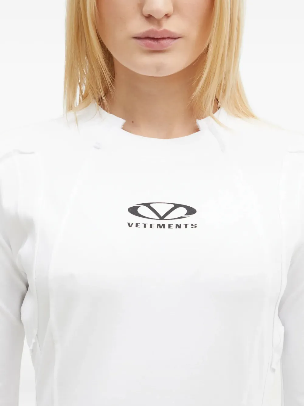 VETEMENTS exposed-seam long-sleeve T-shirt Wit