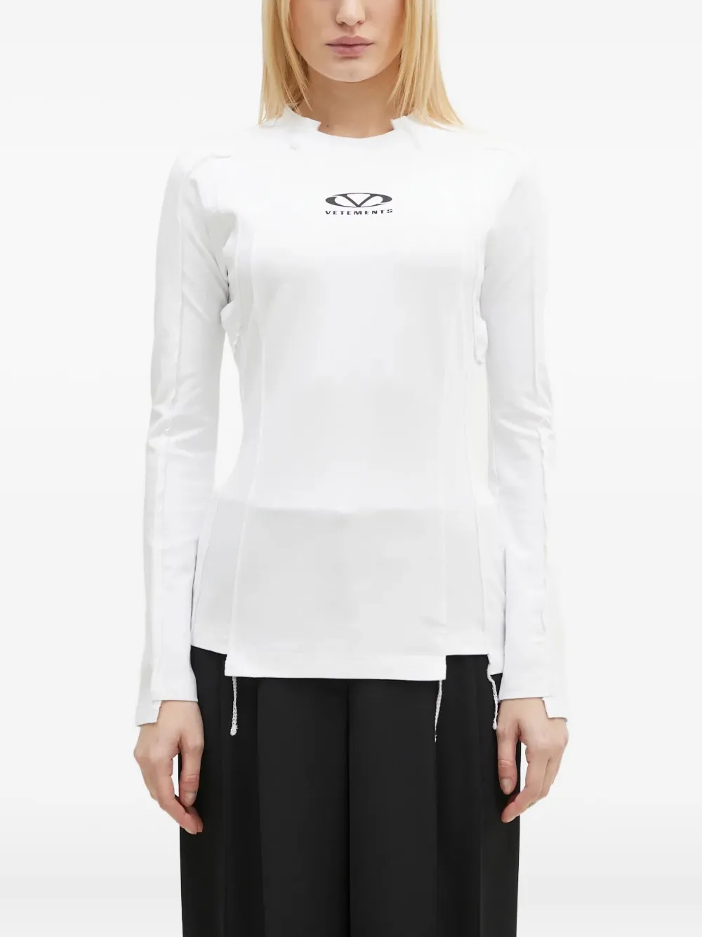VETEMENTS exposed-seam long-sleeve T-shirt Wit