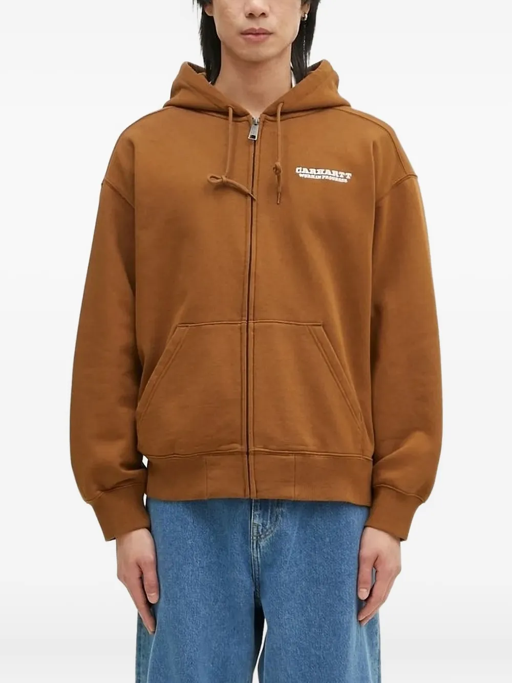 Carhartt WIP logo-print zip-up hoodie Bruin