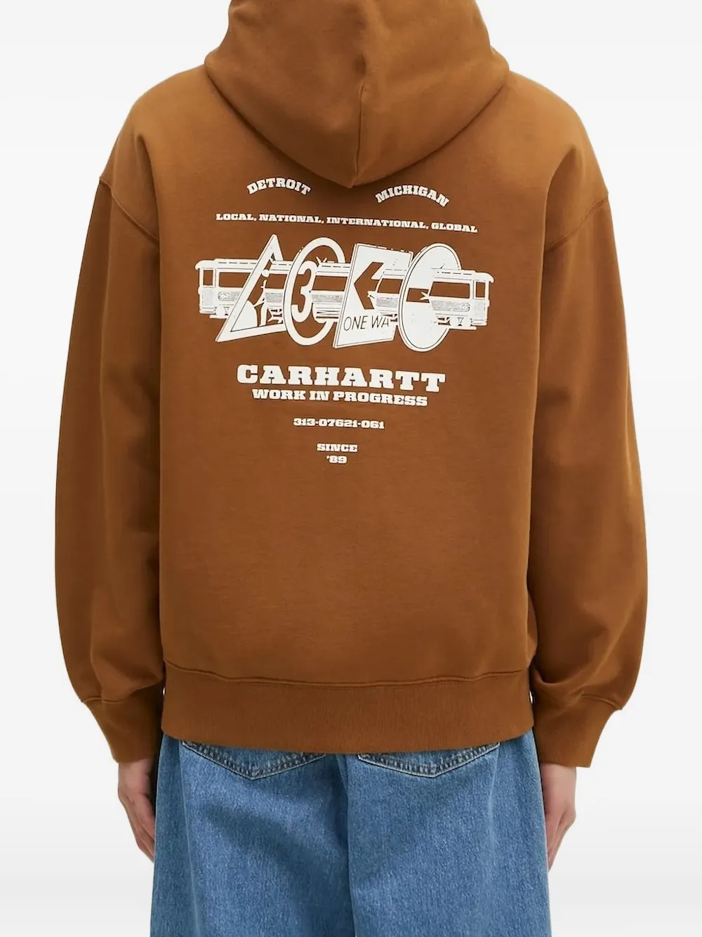 Carhartt WIP logo-print zip-up hoodie Bruin