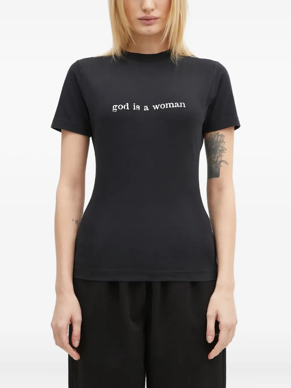 VETEMENTS slogan-print short-sleeve T-shirt Zwart